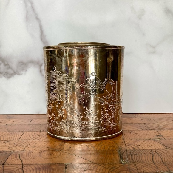 Vintage Oval Silver Tea Storage Container - Picture 2 of 7